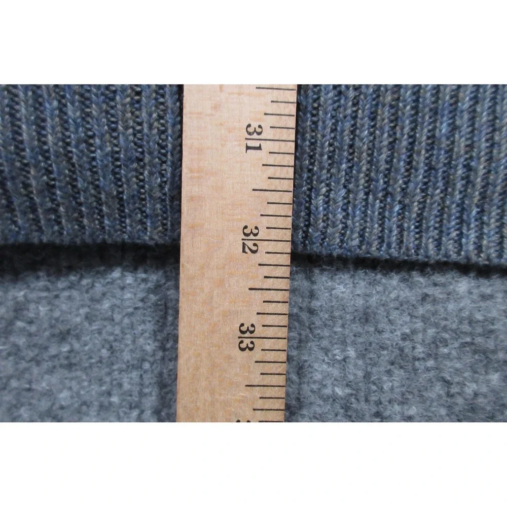 Banana Republic Sweater Mens XL Gray Linen Mock Neck Button Pullover Knit Casual